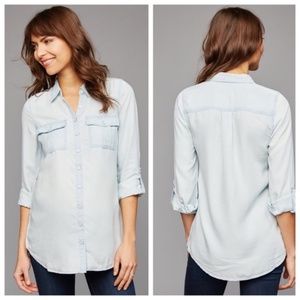Chambray Denim Button Down Maternity Shirt